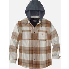 Carhartt Outerwear Carhartt Men's Mens Flannel Sherpa Lined Hooded Shirt Jacket Brown