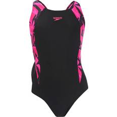 Speedo Girls' Hyperboom Splice Muscleback Swimsuit Black/Pink