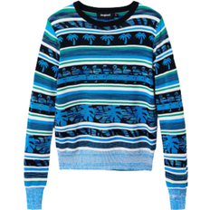 Desigual Women Jumpers Desigual Tropical Borders Sweater - Blue