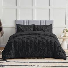 CozyLux Pintuck Bed in A Bag Pinch Bed Linen Black (259.1x228.6cm)