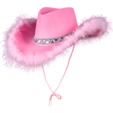 Pink Fancy Dresses Wicked Costumes Cowboy Hat with Plush Pink