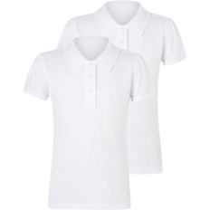George for Good Girl's Scallop School Polo Shirts S/S 2 Pack - White