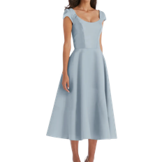 Alfred Sung Puff Cap Sleeve Full Skirt Midi Dress - Mist