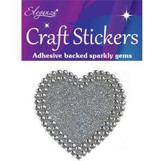 Eleganza 50mm Solid Heart Diamante Silver Craft Stickers