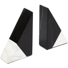 Juvale Bookends for Shelves, Black Marble in Figurine