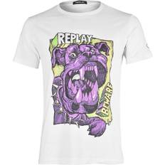 Replay Men - White Tops Replay Beware of the Dog Pop Art T-Shirt, White