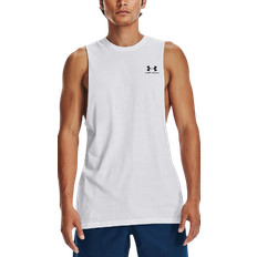 Under Armour Men's UA Sportstyle Left Chest Cut Off Tank Top - White/Black