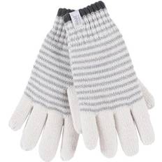 Heat Holders WoMens Striped Fleece Lined Thermal Gloves Cream
