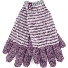 Heat Holders WoMens Striped Fleece Lined Thermal Gloves Pink