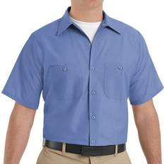 Red Kap Men's Industrial Work Shirt, Regular Fit, Short Sleeve, Petrol Blue