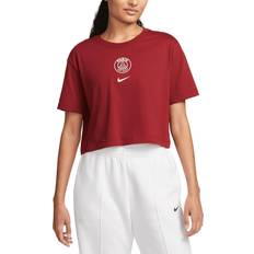 Nike Women's Red Paris Saint-Germain Crest Cropped T-Shirt