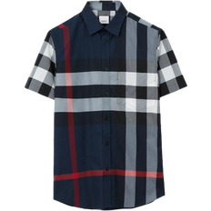 Burberry Check Stretch Poplin Shirt - Navy