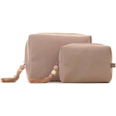 Wanderflower Plain Linen Boxy Cosmetic Travel Bag