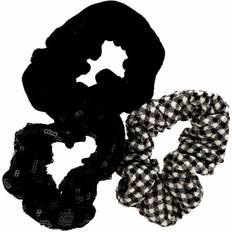 Black Hair Ties Inca Arrrguated Ponytail Holders different textures 3 u