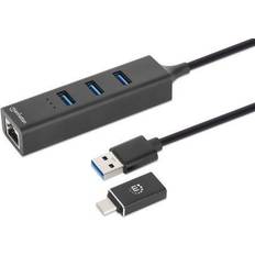 Usb hub 5 port Manhattan 3-Port Combo Hub