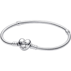 Bracelets Pandora Moments Heart Clasp Snake Chain Bracelet - Silver