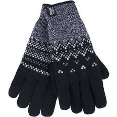 Nylon Mittens Heat Holders WoMens Nordic Fleece Lined Thermal Gloves Black