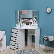 Retractable Drawers Dressing Tables Kosy Koala Corner White Make Up Dressing Table 53x111cm