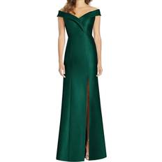 Alfred Sung Off-the-Shoulder Cuff Trumpet Gown - Hunter