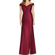 Alfred Sung Off-the-Shoulder Cuff Trumpet Gown - Burgundy