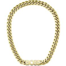 Gold Plated - Men Necklaces HUGO BOSS Integrated Logo Curb Chain Necklace - Gold