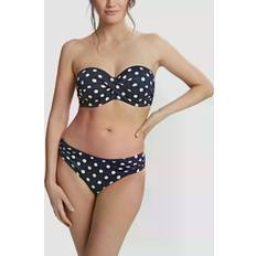 White Swimwear Panache Anya Riva Spot Twist Bandeau Bikini Top, Navy/Vanilla