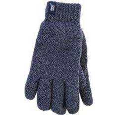 Nylon Mittens Heat Holders S-M, Navy Mens Patterned Knitted Fleece Lined Thermal Gloves