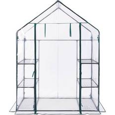 PVC Plastic Mini Greenhouses VonHaus Walk in Greenhouse 193cm Stainless steel PVC Plastic