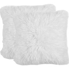 Sienna Faux Mongolian Fur Plain Cushion Cover White