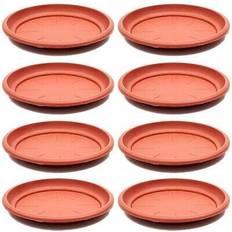 Juvale Round Planter Base Trays, 8-Pack of Terra Cotta Coloured