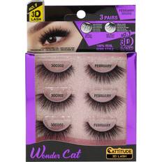 Ebin 3 pack wonder cat february strip eyelashes faux mink black 3oc002