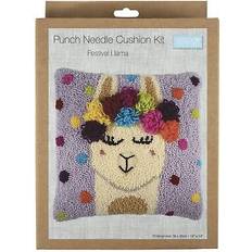 Trimits punch needle kit cushion festival llama