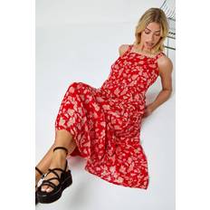 Dusk Fashion Floral Print Tiered Maxi Dress in Red