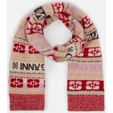 Ganni Logo-Intarsia Wool-Blend Scarf