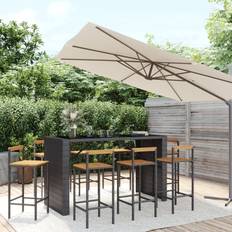 Black Outdoor Bar Sets vidaXL 5 Rattan& Acacia