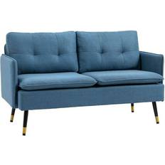 2 Seater - Armrests Sofas Homcom Button Tufted Dark Blue Sofa 139cm 2 Seater