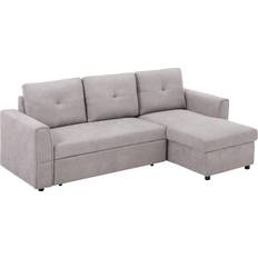 3 Seater - Armrests Sofas Homcom Linen-Look Grey Sofa 232cm 3 Seater