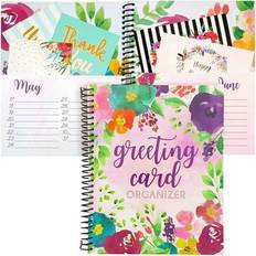 Juvale Floral month by month greeting card organizer with 24 pockets, 10 x 8.5 in