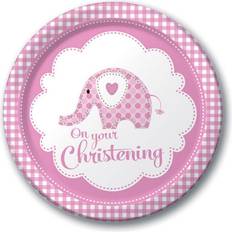 Unique Party Elephant Christening Plates Pack Of 8
