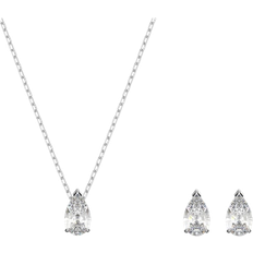 Swarovski Teardrop Attract Pear Set - Silver/White