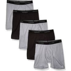 Hanes Boy's Boxer Briefs 5-pack - Grey/Black Assorted