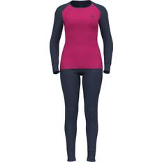 Sportswear Garment - Women Base Layer Sets Odlo Women's Active Warm Eco Set - Dark Sapphire-beetroot Purple