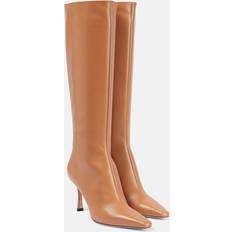Beige - Women High Boots Jimmy Choo Womens Biscuit Agathe Pointed-toe Knee-high Leather Boots Eur Women