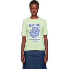 Ganni Light Cotton Jersey Flower Fitted T-shirt