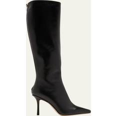 7.5 High Boots Jimmy Choo Womens Black Agathe Point-toe Knee-high Leather Boots Eur Women