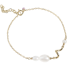 Gold Plated Bracelets ENAMEL Copenhagen Twist Bracelet - Gold/Pearls