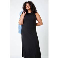 Black - Long Dresses Curve Plain Stretch Jersey Maxi Dress in Black