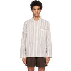 Tekla Off-White & Brown Oversized Pyjama Shirt Hopper Stripes