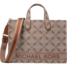 Grey Totes & Shopping Bags Michael Kors Gigi Large Empire Logo Jacquard Tote Bag - Natural/Luggage