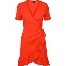Ruffles - Solid Colours Dresses Vero Moda Haya Short Dress - Orange/Spicy Orange